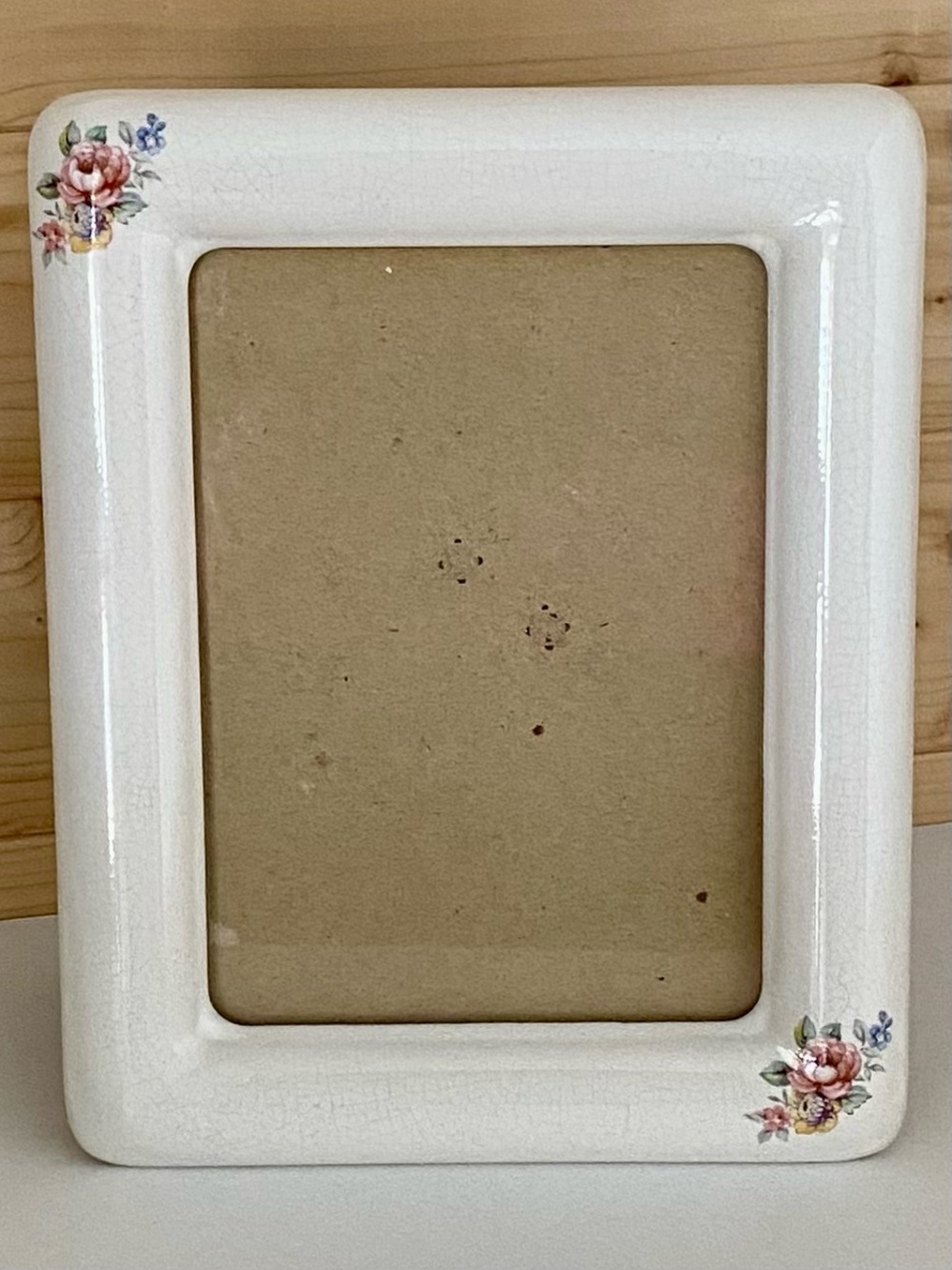Vintage Victorian Ceramic Picture Frame Pink Floral Ivory Cottagecore Decor - Picture 2 of 11